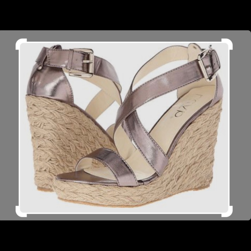 RSVP 4 1/2” metallic espadrilles wedges size9